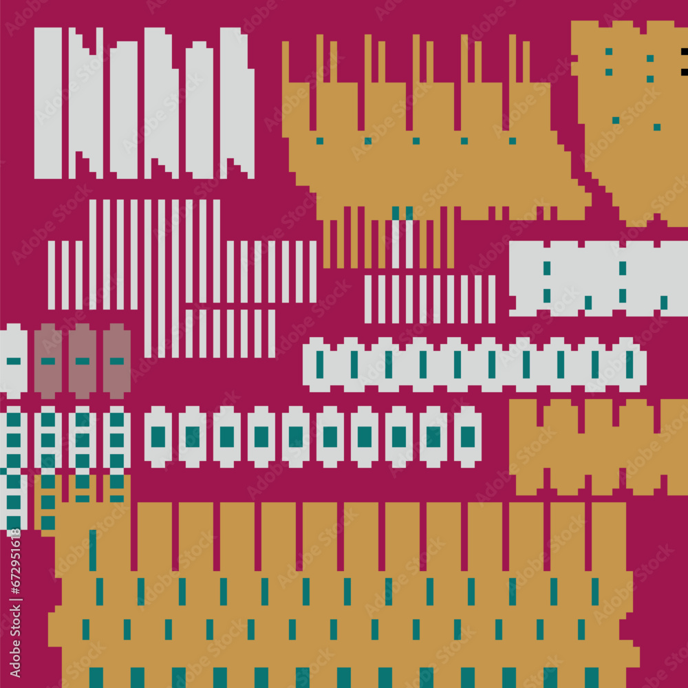 Obraz premium PIXEL ABSTRACTION MAGENTA PIXELART