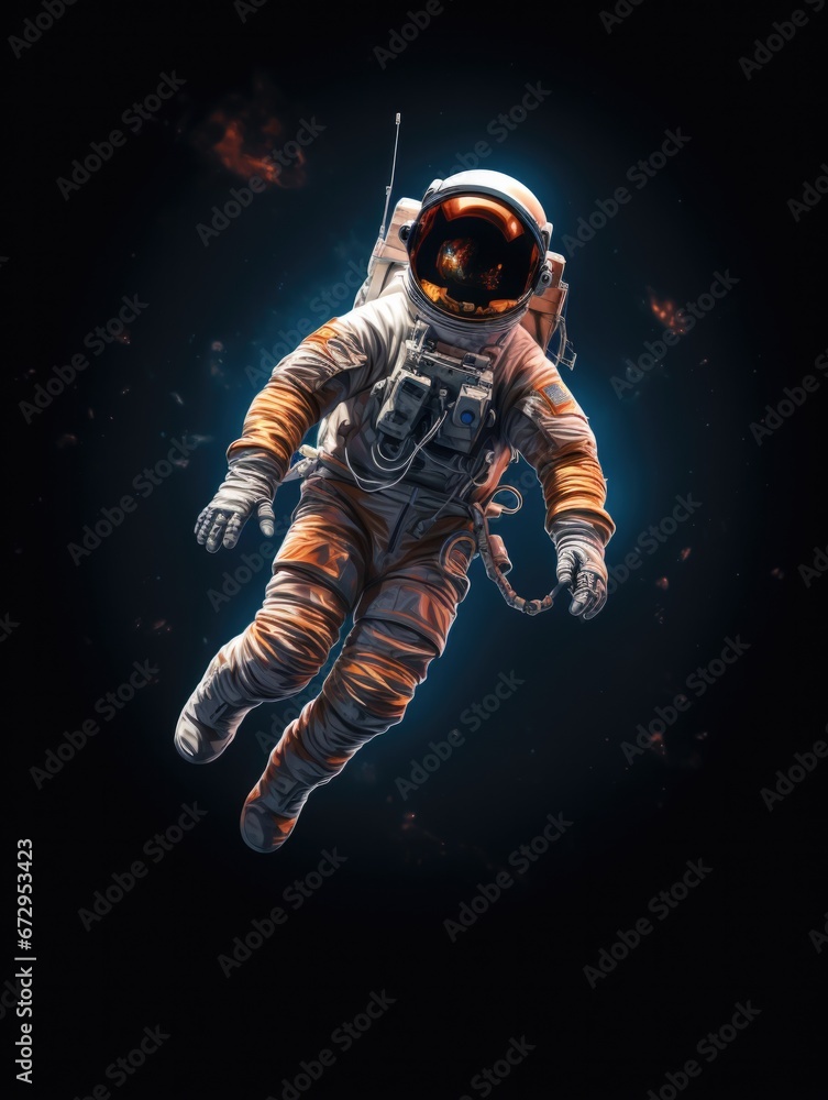 An astronaut floating through the air in space. Generative AI. An astronaut floating through the air in space. Generative AI.