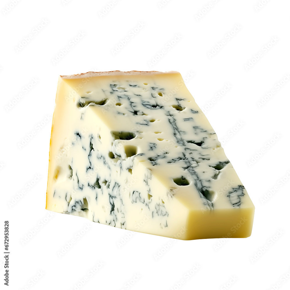 a slice of blue cheese isolated