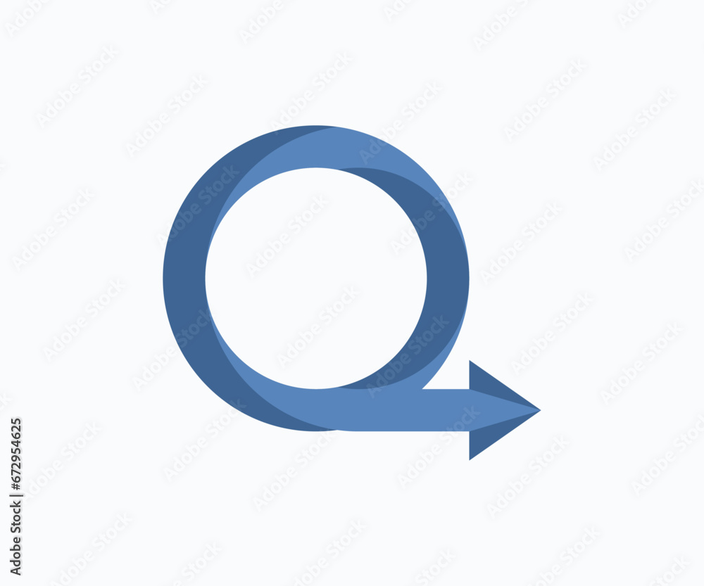 Q letter logo, fast concept with arrow sign. Q letter logo, fast concept with arrow sign.