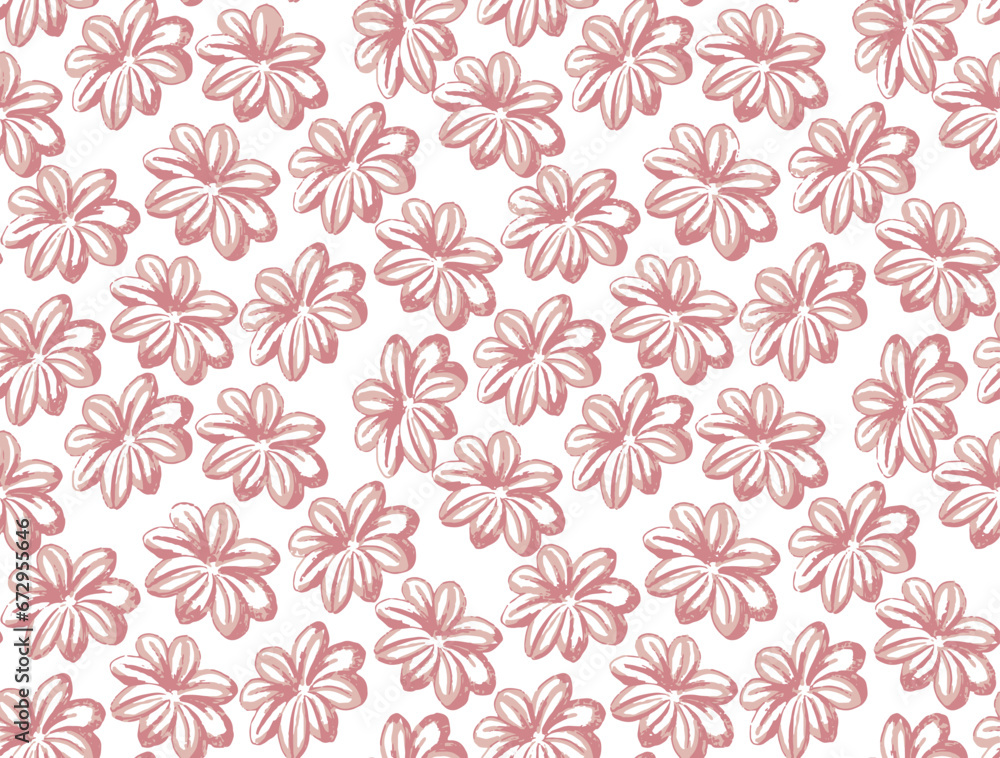 red floral seamless pattern  isolated on white background raster illustration, can be used for textile.