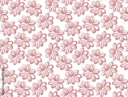 red floral seamless pattern  isolated on white background raster illustration  can be used for textile.