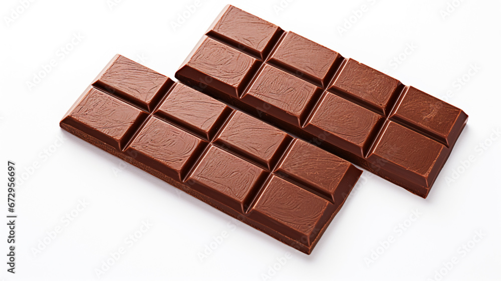 Sweet tasty chocolate bars on white background, AI Generative. Sweet tasty chocolate bars on white background, AI Generative.