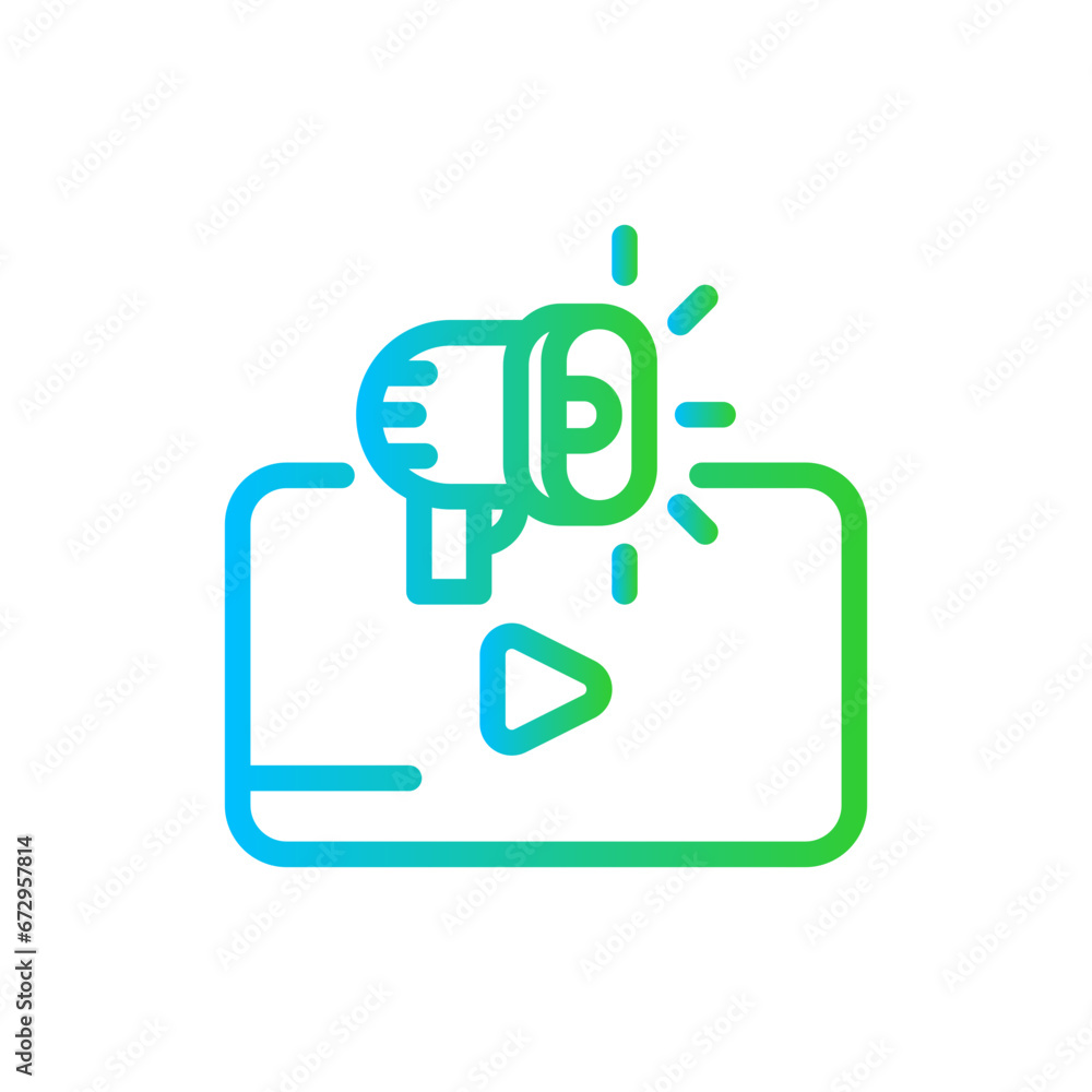 Social media marketing marketing icon with blue and green gradient outline style. communication, social, marketing, media, internet, network, concept. Vector Illustration Social media marketing marketing icon with blue and green gradient outline style. communication, social, marketing, media, internet, network, concept. Vector Illustration