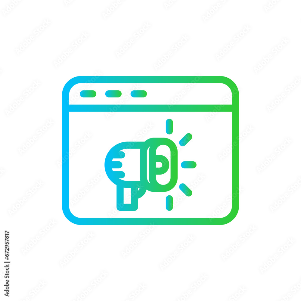 Web marketing marketing icon with blue and green gradient outline style. business, web, marketing, technology, digital, strategy, media. Vector Illustration Web marketing marketing icon with blue and green gradient outline style. business, web, marketing, technology, digital, strategy, media. Vector Illustration