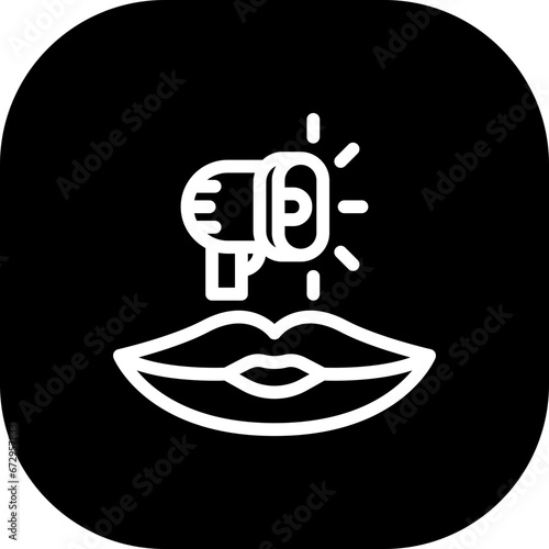 Word of mouth marketing icon with black filled line outline style. mouth, communication, word, message, concept, information, spread. Vector Illustration