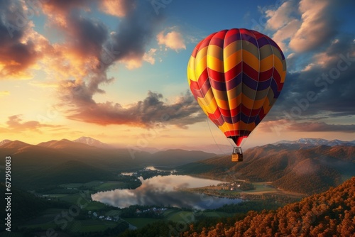 Hot air balloon in the sky. Background with selective focus and copy space © top images
