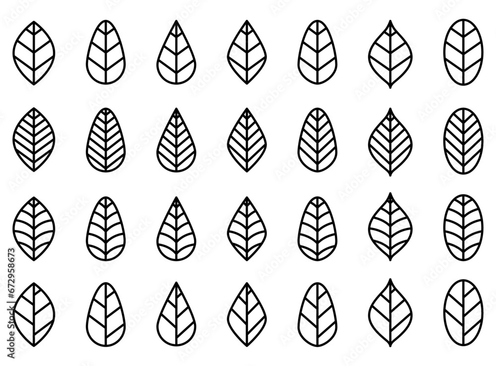 Leaf vector line simple icon illustration collection Leaf vector line simple icon illustration collection