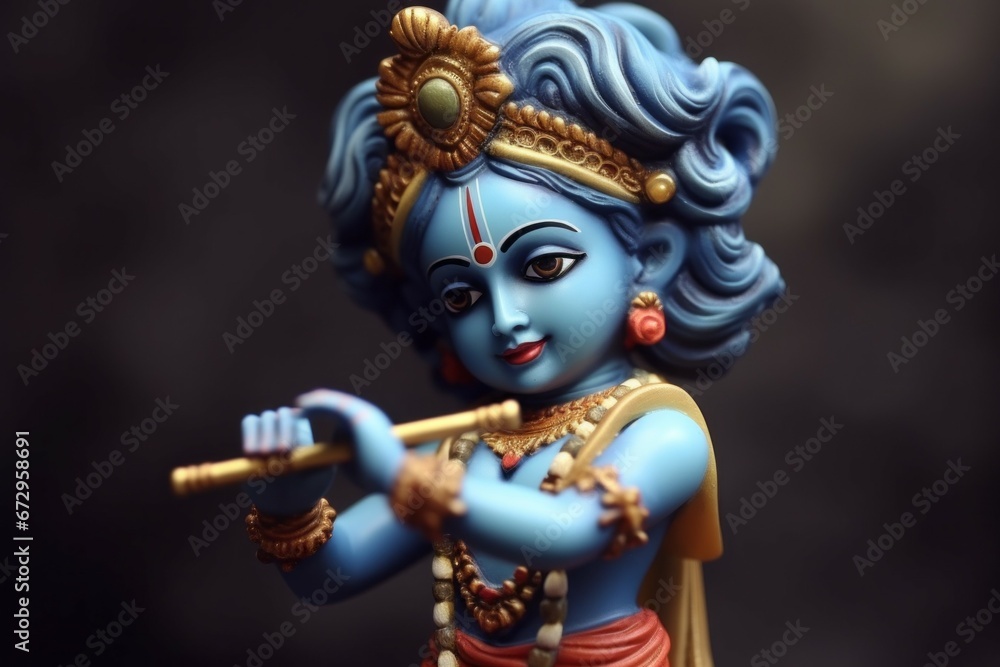 Krishna in the form of a child. Religious concept with selective focus and copy space