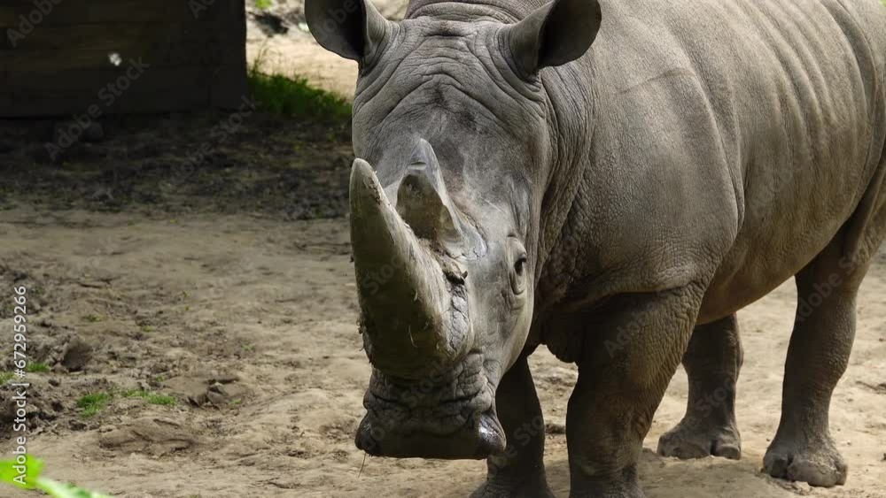 White rhino looks in different directions in natural conditions White rhino looks in different directions in natural conditions