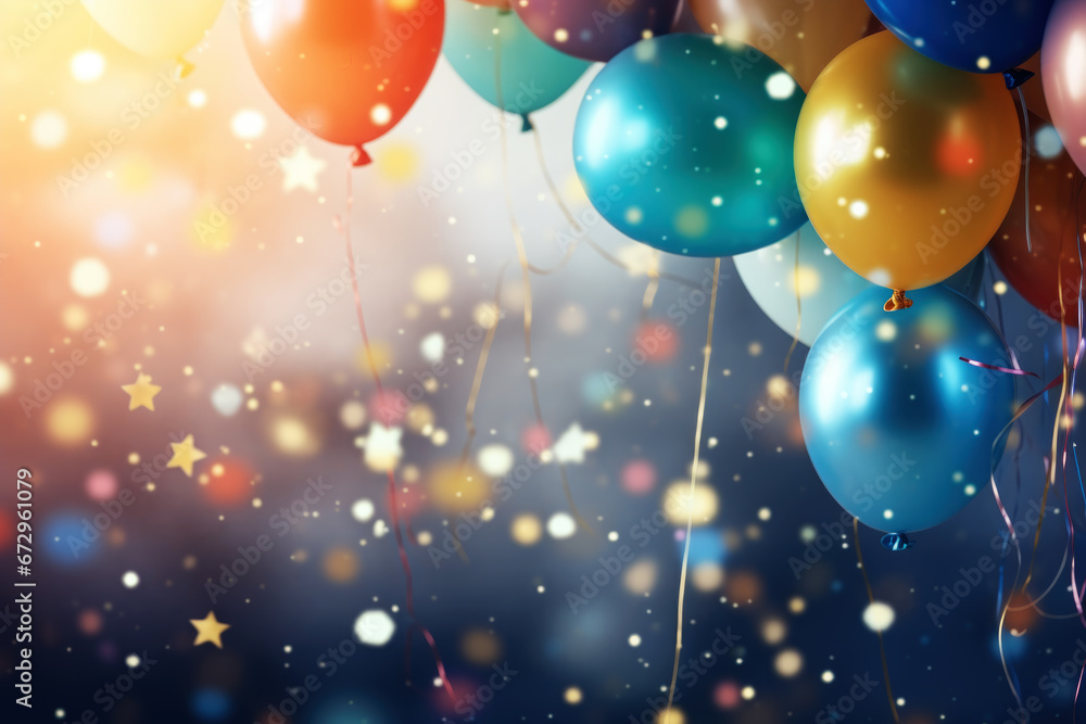 Christmas and New Year celebration festive shiny background, air baloons holiday frame