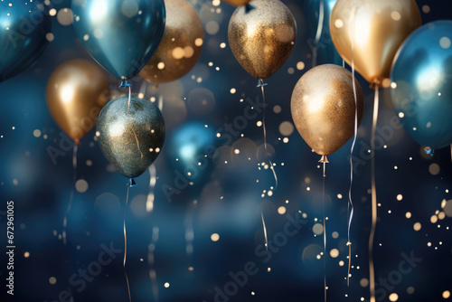 Christmas and New Year celebration festive shiny background, air baloons holiday frame