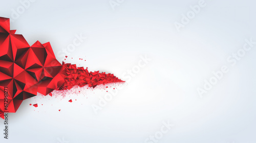 Graphic abstract white background with red geometric triangular shapes