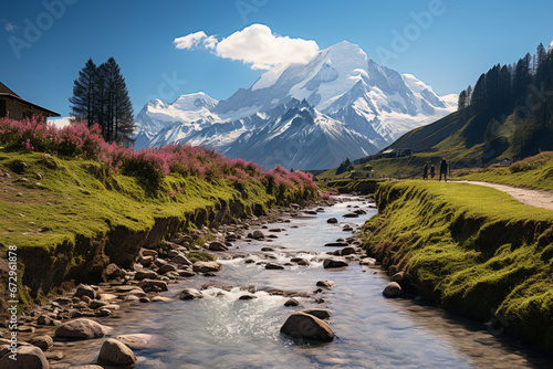Idyllic mountain landscape in the Alps with blooming meadows in springtime © The Picture House