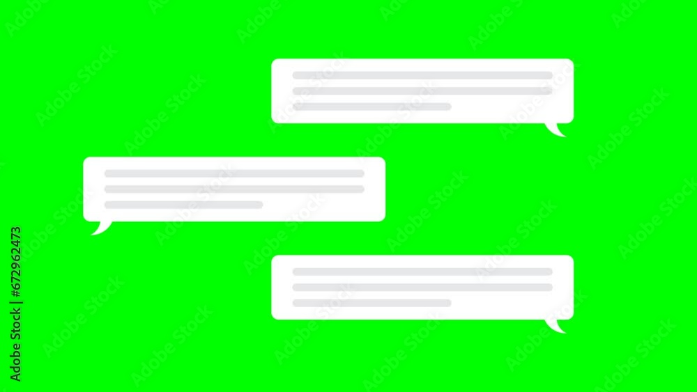 pop up chat conversation.  animated video with a green screen background