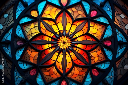 Intricately designed stained glass window   stained glass window