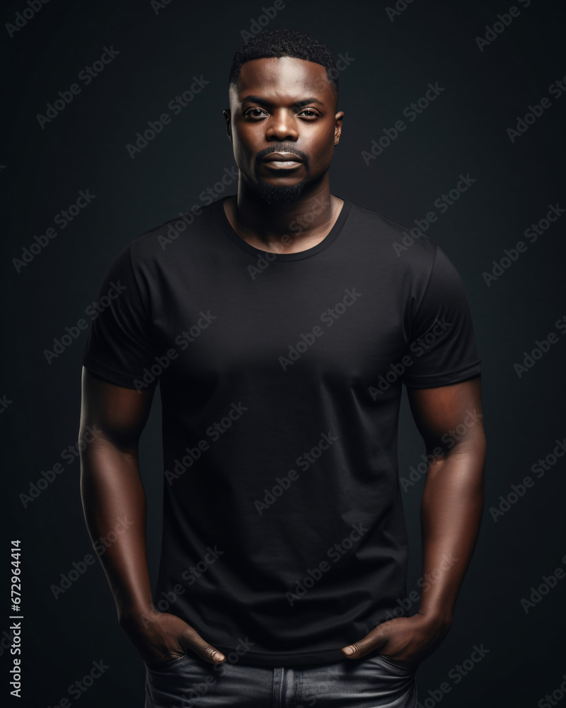 African Male Black T-shirt Mockup