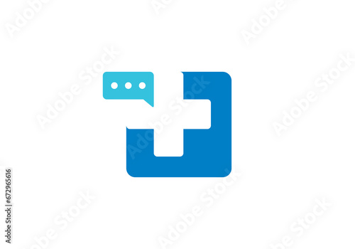 chat talk logo design, simple modern health care symbol vector illustration