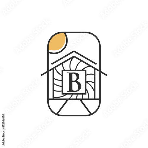 Letter B house minimal logo design