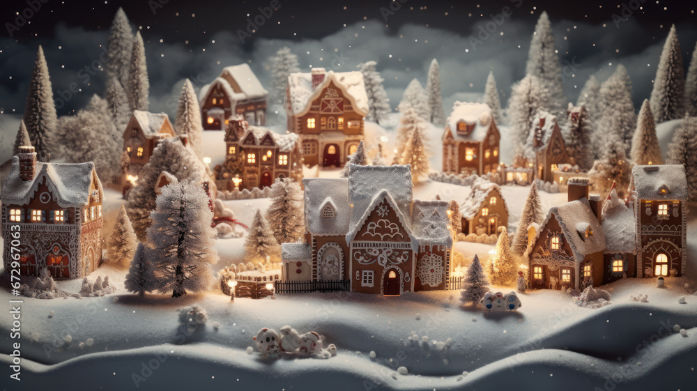 Gingerbread Christmas Village Scene Gingerbread Christmas Village Scene