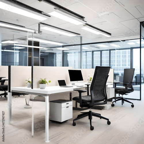 At the heart of this office space sits an exquisite chair, meticulously crafted for comfort and style. Its ergonomic design provides unparalleled support, ensuring long hours of work feel like a breez