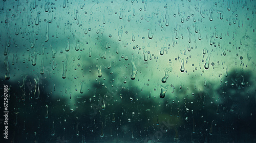 Raindrops on Window Against Blue Sky