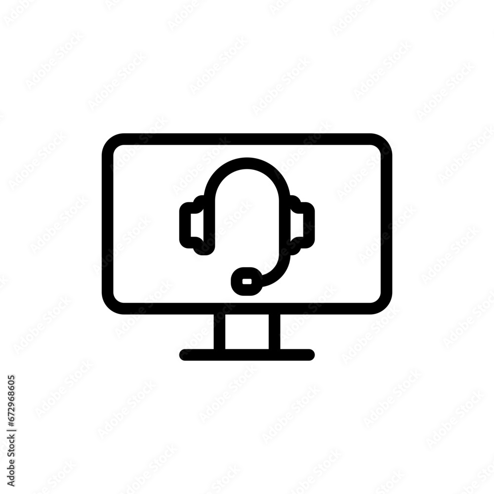 Online support support helpdesk icon with black outline style. business, online, support, service, help, call, technology. Vector Illustration Online support support helpdesk icon with black outline style. business, online, support, service, help, call, technology. Vector Illustration