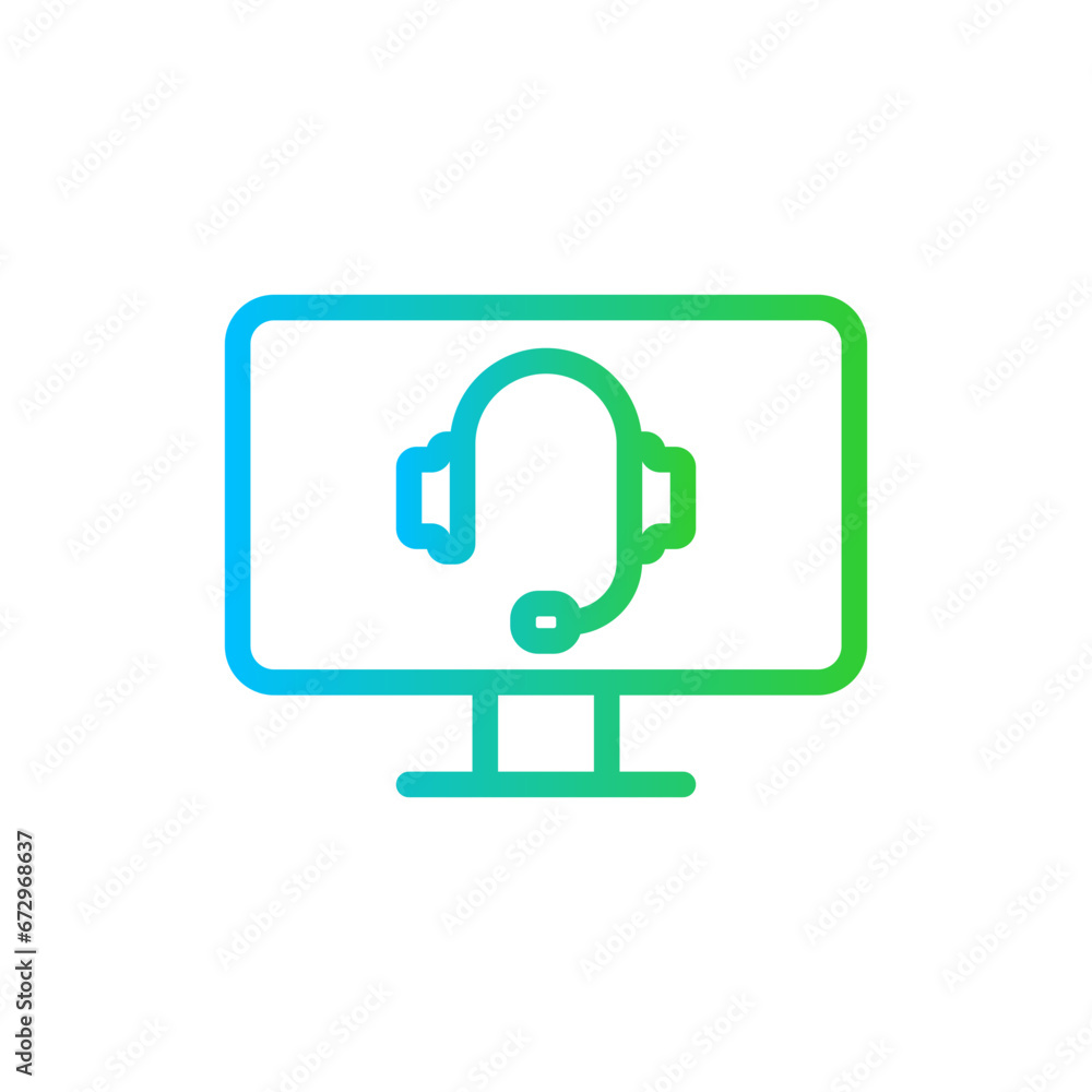 Online support support helpdesk icon with blue and green gradient outline style. business, online, support, service, help, call, technology. Vector Illustration Online support support helpdesk icon with blue and green gradient outline style. business, online, support, service, help, call, technology. Vector Illustration