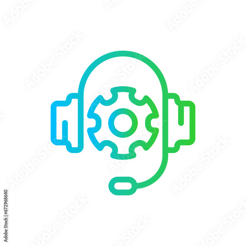 Support maintenance support helpdesk icon with blue and green gradient outline style. maintenance, support, service, repair, technology, internet, computer. Vector Illustration