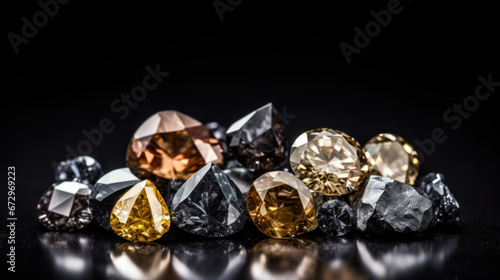 Unpolished raw multi-colored diamonds photo