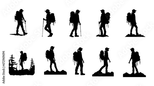 hiker mountain climber adventure silhouette for logo