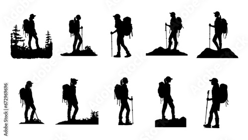 hiker mountain climber adventure silhouette for logo © pickypix