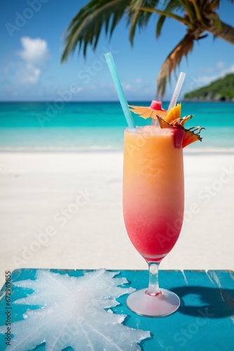 Frozen Cocktail on a tropical beach