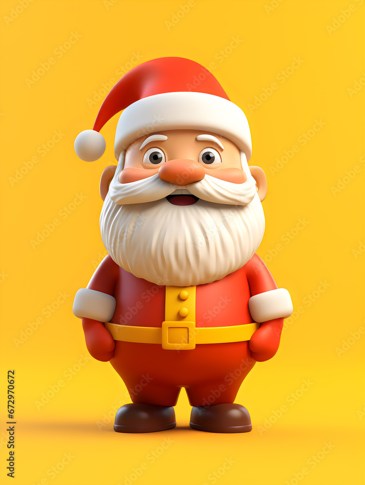 Cartoon Santa Claus standing on a yellow background - Christmas theme - generative AI Cartoon Santa Claus standing on a yellow background - Christmas theme - generative AI
