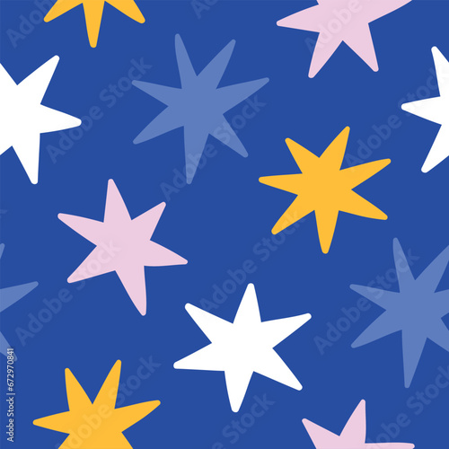 Stars Seamless Pattern Blue Background Stars Digital Pattern Stars Wallpaper Stars Repeat Pattern