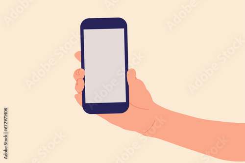  Hand with smartphone. Hand holding smartphone