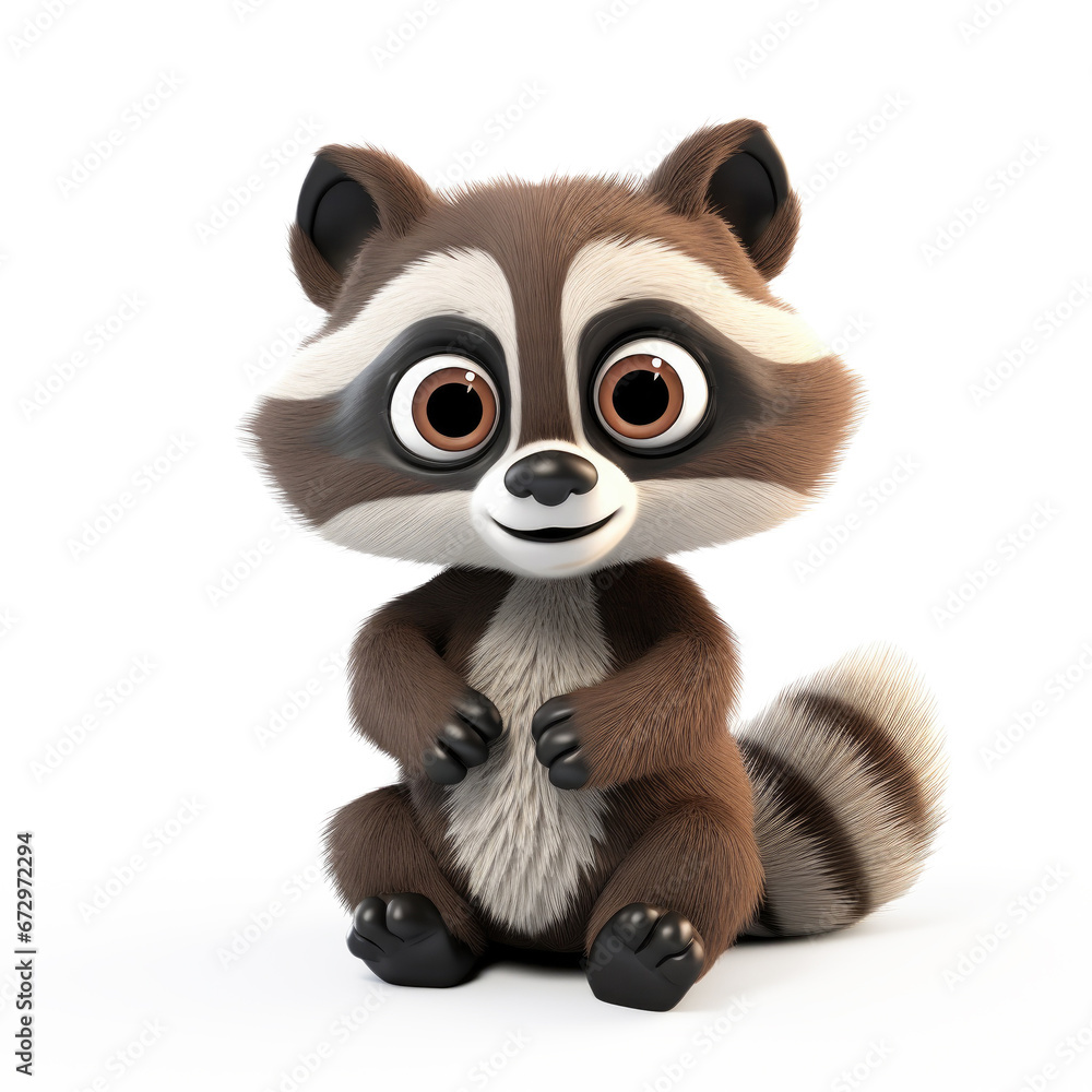 Cute Cartoon Raccoon Isolated On a White Background Cute Cartoon Raccoon Isolated On a White Background