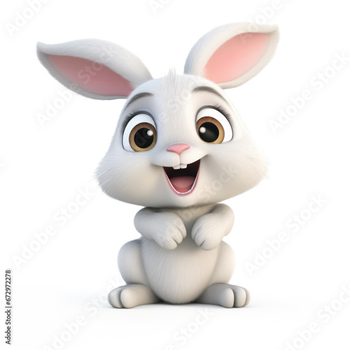 Cute Cartoon Bunny Rabbit Isolated On a White Background 