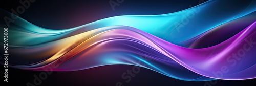 abstract background with neon rays of light and waves, generative AI