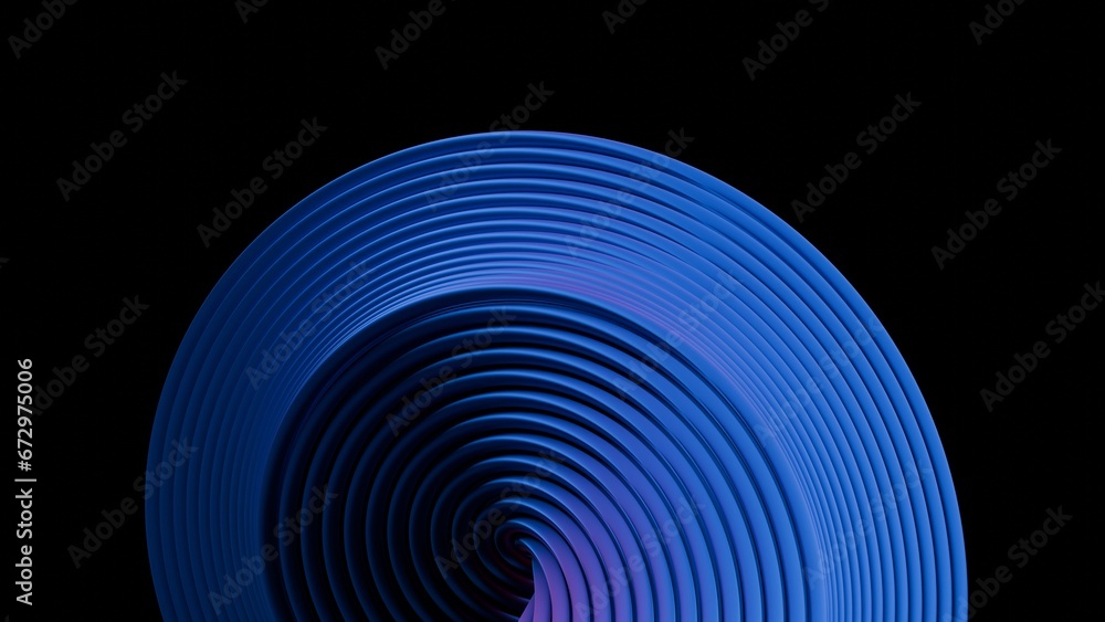Fototapeta premium 3d rendering of abstract blue wavy tubes on black background