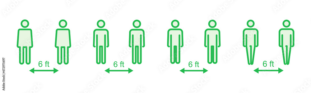 Fototapeta premium Social distance icon set. social distancing icon. self quarantine sign