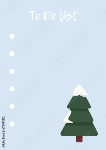 To do list, check list, note with simple Christmas tree. Ready for print