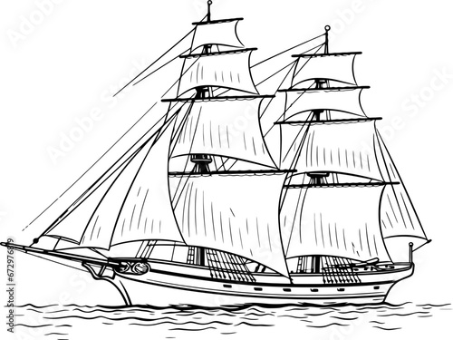 Wallpaper Mural Vintage sailing boat sketch drawing Torontodigital.ca