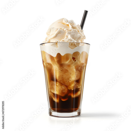 Root beer float isolated on a white background. Generative ai. 