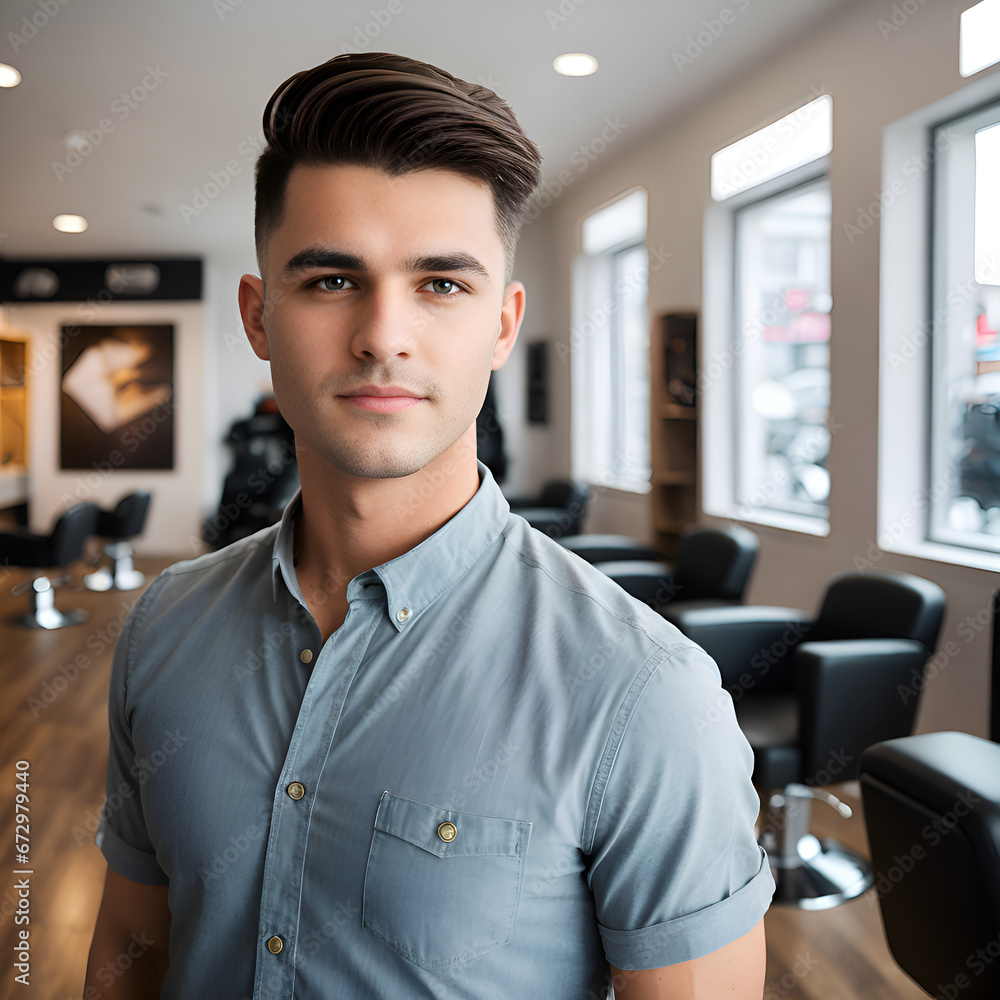 Fototapeta premium Man with professional side parted hairstyle
