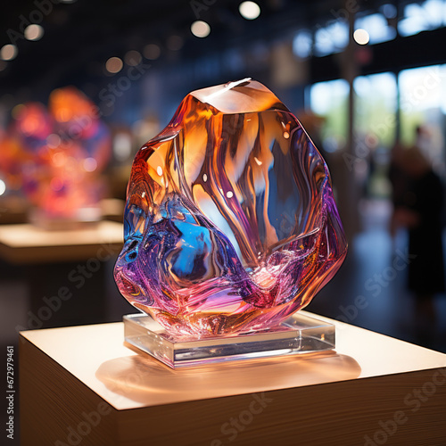  Glass sculpture prismatic facets   