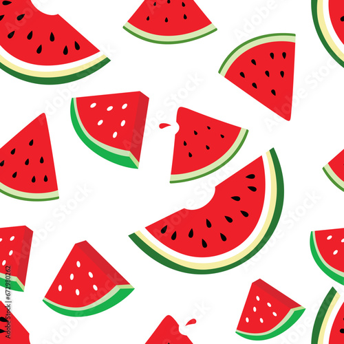 Seamless pattern with watermelons on a white background.