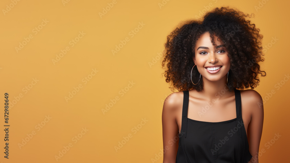 Afro-american woman model wearing a black sundress isolated on pastel Afro-american woman model wearing a black sundress isolated on pastel