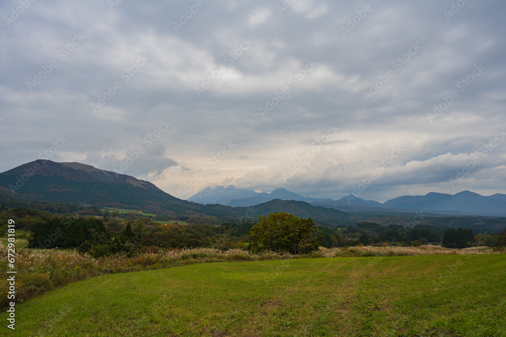 岡山県真庭市の蒜山高原の美しい秋の風景 岡山県真庭市の蒜山高原の美しい秋の風景