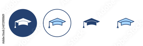 Education icon vector. Graduation cap sign and symbol. Graduate. Students cap